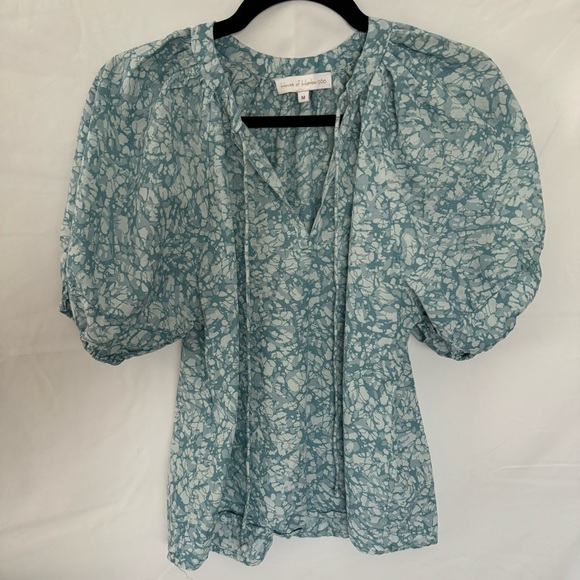 House Of Harlow 1960 Martine Seafoam Print Puff Balloon Shirt Sleeve Size M - Picture 7 of 11